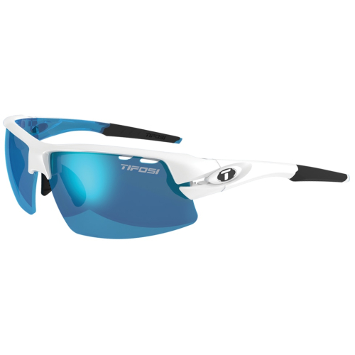 TIFOSI CRIT HALF FRAME INTERCHANGEABLE CLARION LENS SUNGLASSES 2018: SKYCLOUD / CLARION BLUE / AC RED / CLEAR
